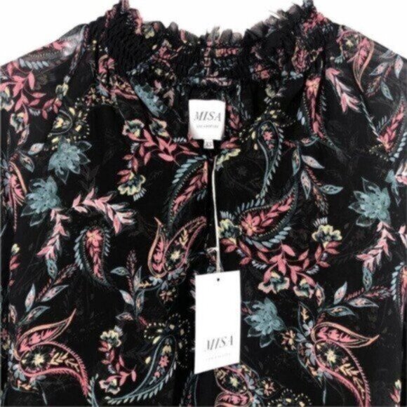 Misa Los Angeles Black Floral Blouse - Picture 7 of 12